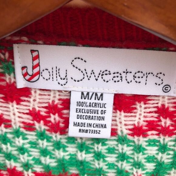 Jolly Sweaters Womens Vintage Christmas Red/White/Greem Sweater Medium - Picture 4 of 6